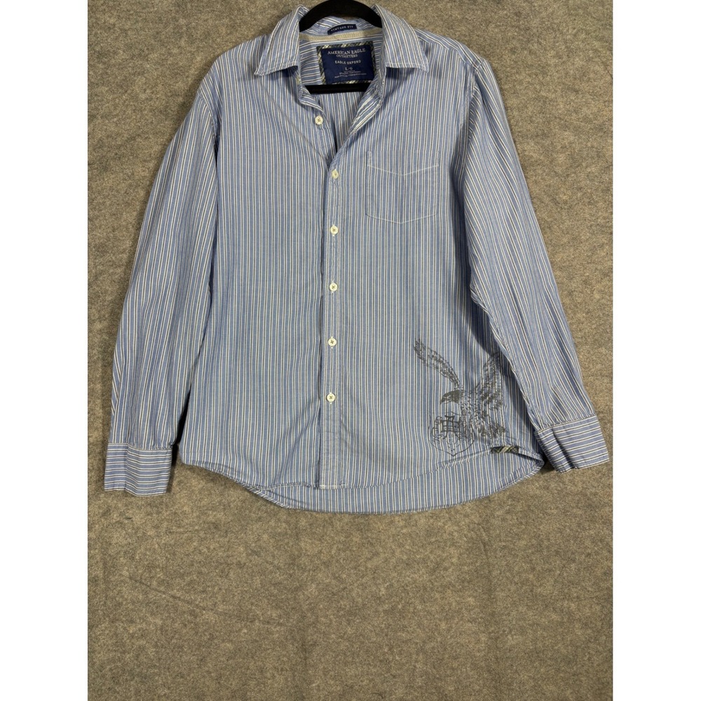 American Eagle Outfitters Eagle Oxford Striped Button Down Shirt Men's Large